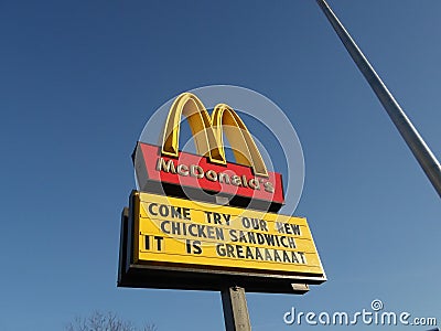 McDonaldâ€™s sign, Twin City Plaza, Somerville, MA, USA Editorial Stock Photo